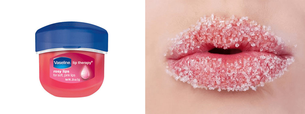Tẩy tế bào chết môi bằng vaseline và đường